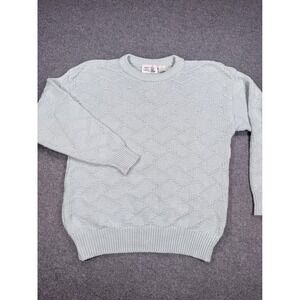 Penns Landing Mens XL Mint Green Textured Diamond Knit Cotton Crewneck Sweater